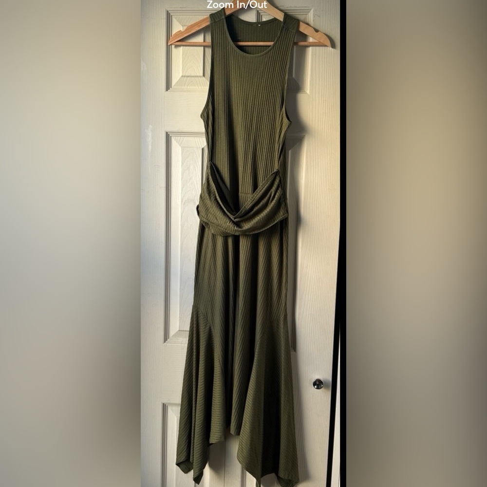 Olive green slimming casual dress